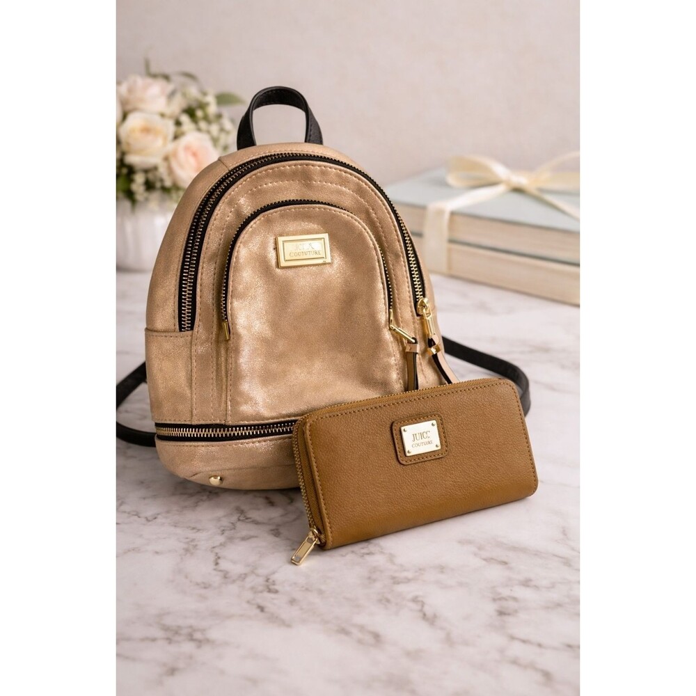 Juicy Couture Mini Backpack with Tignanello Double Zip Leather Wallet